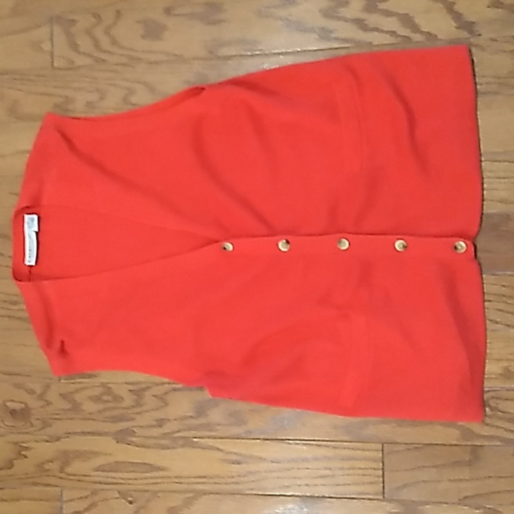 Essential Elements Women's Medium Cotton Button Front Wool Vest Red